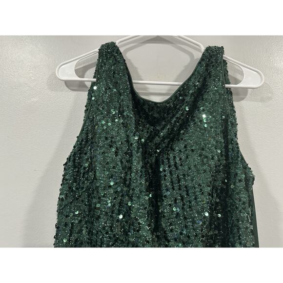 Mac Duggal 26331 Emerald Cowl Back Boat Neck Sequined Evening Gown Sz 14 NEW - Picture 4 of 7